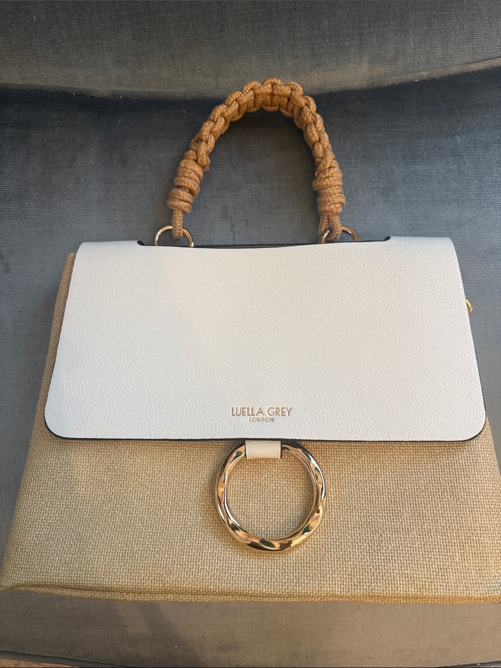 Luella Grey London White & Tan Top-Handle Satchel